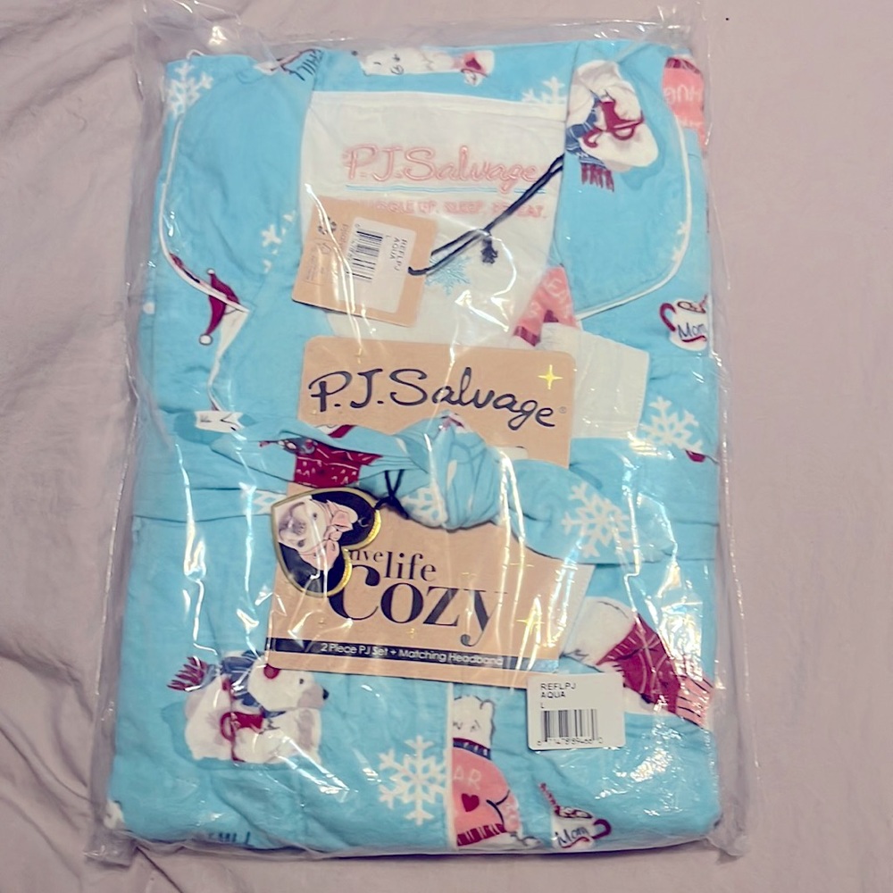 Cozy pajamas by PJ Salvage NWT size L * free matching headband included!*